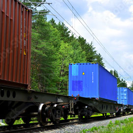 Unmarked containers on railcars.